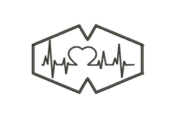 Matriz De Bordado Máscara De Proteção Batimentos Coração com Batimentos