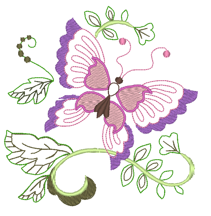 imagem Matriz De Bordado - Borboleta Com Flores - Imagem 1