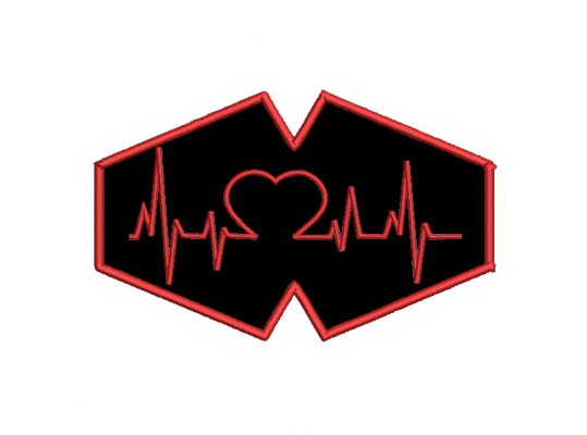 Matriz De Bordado Máscara De Proteção Batimentos Coração com Batimentos