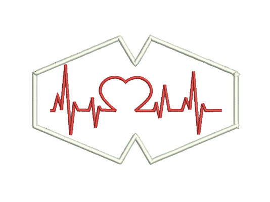 Matriz De Bordado Máscara De Proteção Batimentos Coração com Batimentos