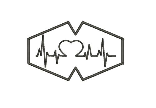 Matriz De Bordado Máscara De Proteção Batimentos Coração com Batimentos