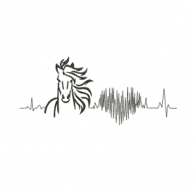 Matriz De Bordado Cavalo Com batimentos e coração para bordar