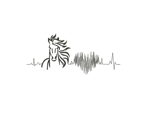 Matriz De Bordado Cavalo Com batimentos e coração para bordar 122 Matriz De Bordado Cavalo Com batimentos e coração para bordar