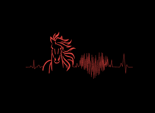 Matriz De Bordado Cavalo Com batimentos e coração para bordar