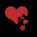 Matriz De Bordado Coração Quebra Cabeça para bordar