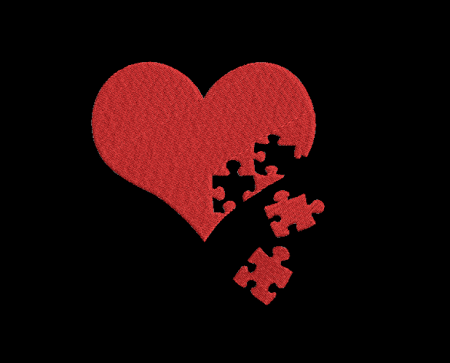 Matriz De Bordado Coração Quebra Cabeça para bordar
