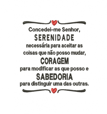 Matriz De Bordado Frase Serenidade, coragem e Sabedoria para bordar
