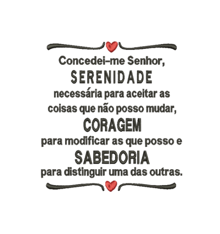 Matriz De Bordado Frase Serenidade, coragem e Sabedoria para bordar