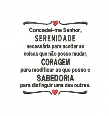 Matriz De Bordado Frase Serenidade, coragem e Sabedoria para bordar