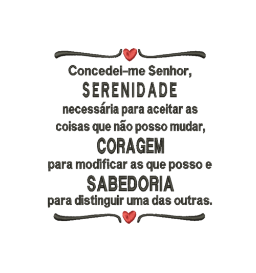 Matriz De Bordado Frase Serenidade, coragem e Sabedoria para bordar