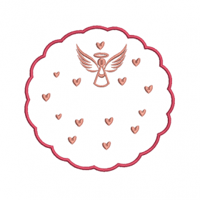 Matriz De Bordado Moldura Anjo com coração Para Bordar. Aplique