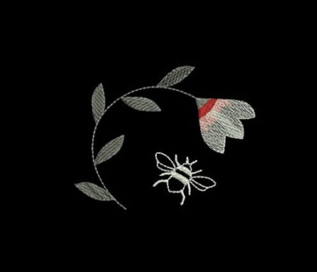 Matriz De Bordado Abelha e Flor para bordar. Contorno