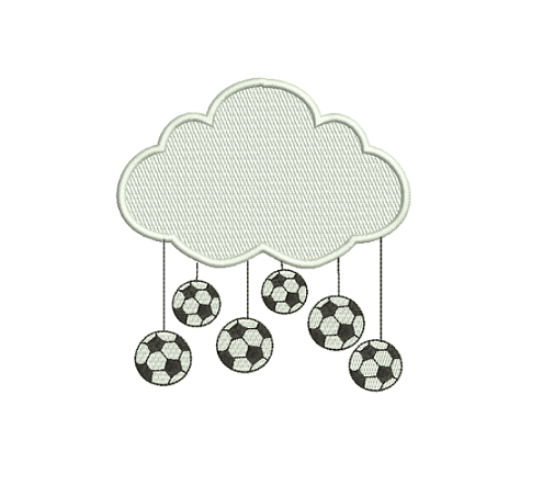 Matriz De Bordado Nuvem com bola de futebol para bordar Matriz De Bordado - Nuvem Com Bola - Imagem 1
