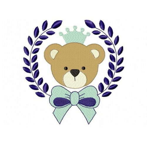 Matriz De Bordado Moldura Urso Com Laço para bordar. 