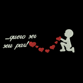Matriz De Bordado Quero Ser Seu Par para Bordar. Menininho e Coração, Namorados.