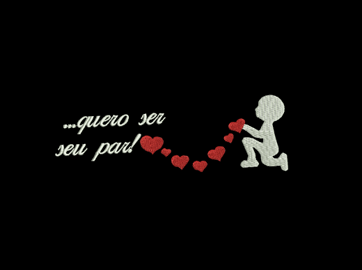 Matriz De Bordado Quero Ser seu par para bordar Namorada Menininho 1 Matriz De Bordado Quero Ser Seu Par para Bordar. Menininho e Coração, Namorados.