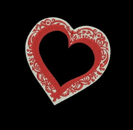 Matriz De Bordado Coração Com Ramo Para Bordar.