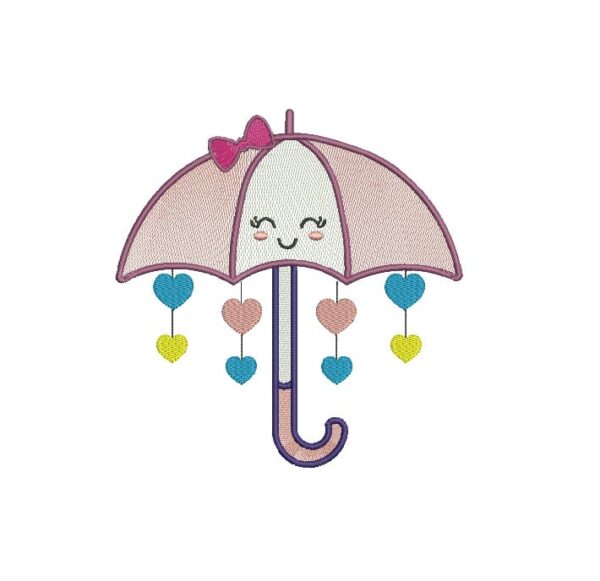 Matriz De Bordado Guarda Chuva Com Corações para Bordar.
