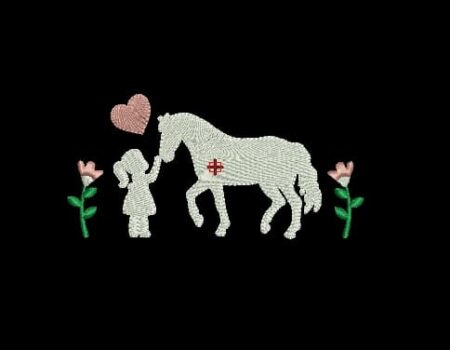 Matriz De Bordado Menina Com Cavalo Para Bordar.