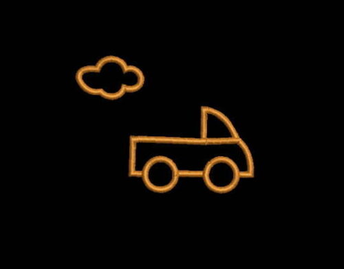 Matriz De Bordado Carrinho com Nuvem para bordar. Aplique