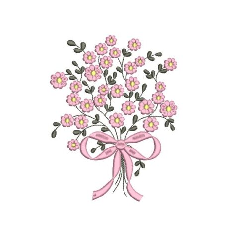 Matriz De Bordado Flores Com Laço para bordar. 