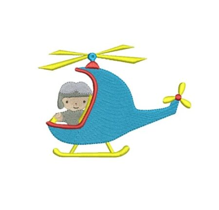 Matriz De Bordado Menino No Helicóptero Para Bordar. 