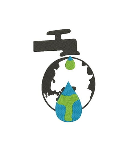 Matriz De Bordado Torneira Pingando Na Terra Para Bordar.