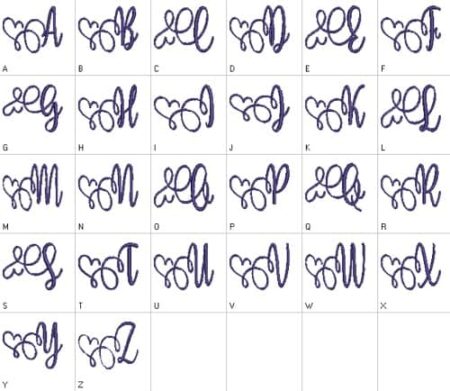 Matriz De Bordado Alfabeto Com Coração para bordar