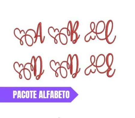 Matriz De Bordado alfabeto com coração para bordar