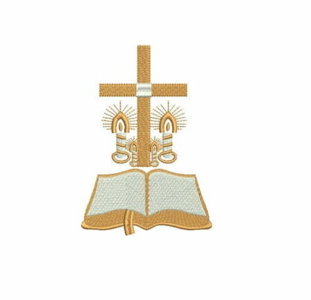 Matriz De Bordado Bíblia Com Cruz E Vela Para Bordar.