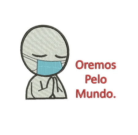 Matriz De Bordado Oremos Pelo Mundo Para Bordar. Bonequinho de Máscara