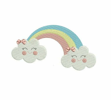 Matriz De Bordado Arco-Íris Com Nuvens para bordar