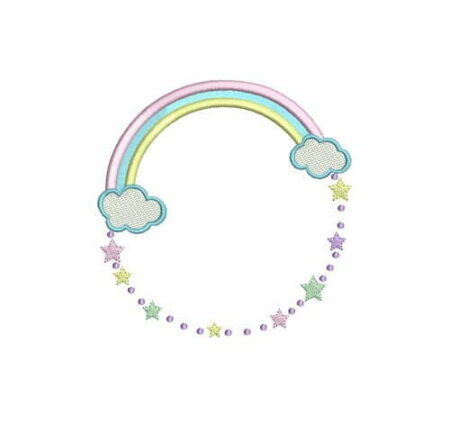 Matriz De Bordado Arco-íris com Estrelas para bordar com Nuvens.