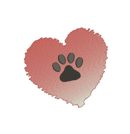 Matriz De Bordado Coração Com Patinha Mesclado para bordar. Rippled