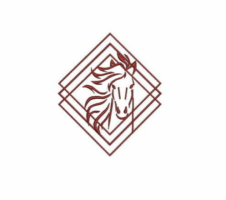 Matriz De Bordado Cavalo Com Moldura Quadrada para bordar.