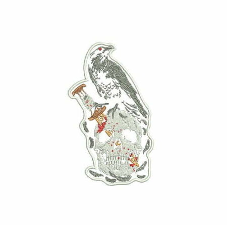 Matriz De Bordado Caveira Com Gavião para bordar.