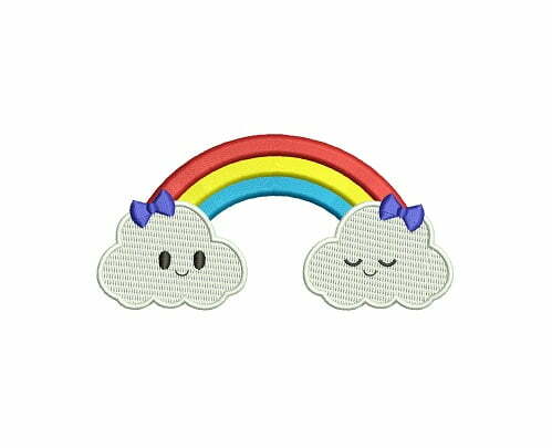Matriz De Bordado arco-íris para bordar Matriz De Bordado Arco-íris com nuvens para bordar com Lacinhos.