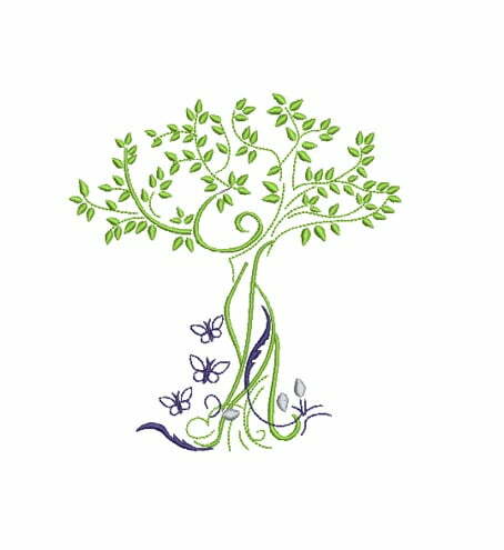 Matriz De Bordado Árvore Com Borboletas para bordar. Matriz De Bordado Árvore Com Borboletas para bordar.