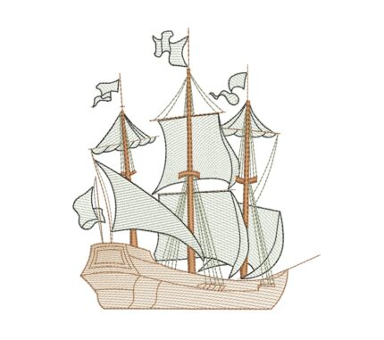 Matriz de Bordado Caravela para bordar. Barco, Embarcação