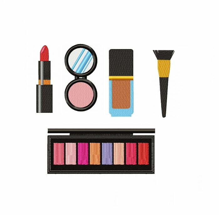 Matriz De Bordado Maquiagem para bordar. Pacotinho Matriz de Bordado Pacotinho Maquiagem para bordar. Batom, Blush, Esmalte, Pincel e Sombra.