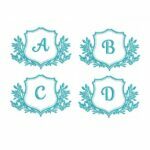 Matriz De Bordado Alfabeto Brasão com Folhas para bordar. Moldura