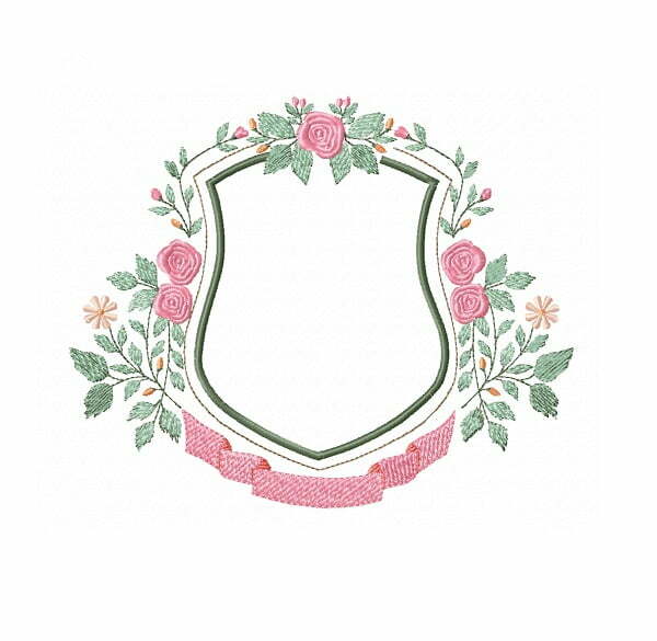 Matriz De Bordado Brasao com rosas e folhas para bordar Matriz De Bordado Brasão com rosas e folhas para bordar.