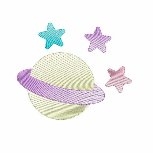 Matriz De Bordado Planeta com estrelas para bordar