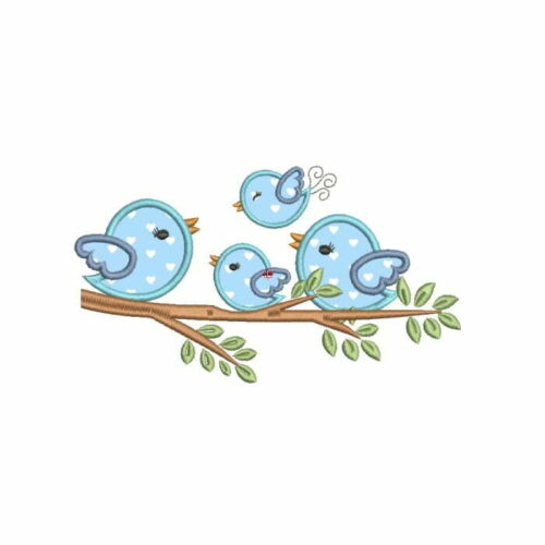 Matriz De Bordado Passarinhos no Galho em aplique para bordar