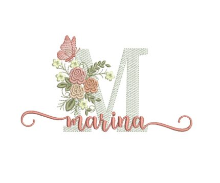 matriz de bordado marina para bordar com borboleta e flores