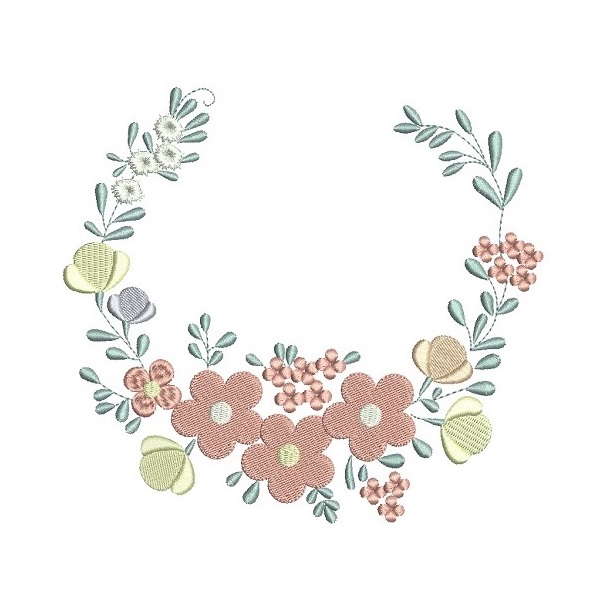 Matriz de Bordado Moldura Ramo de Flores para bordar