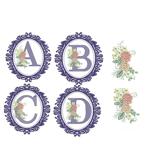 matriz de bordado moldura flores matriz-de-bordado-moldura-flores