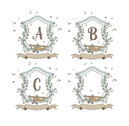 Matriz de Bordado Alfabeto Avião Moldura para bordar