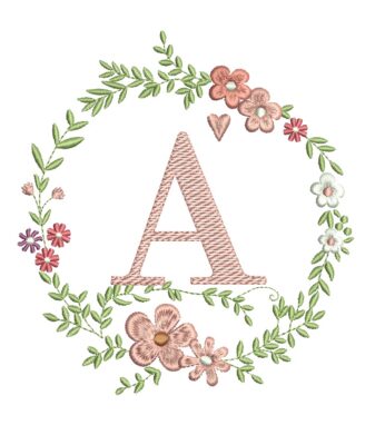 Matriz de Bordado Alfabeto Moldura Flores - Imagem 2