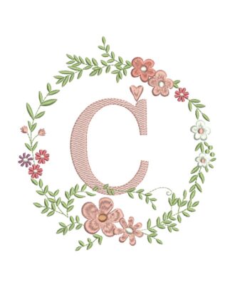 Matriz de Bordado Alfabeto Moldura Flores - Imagem 4